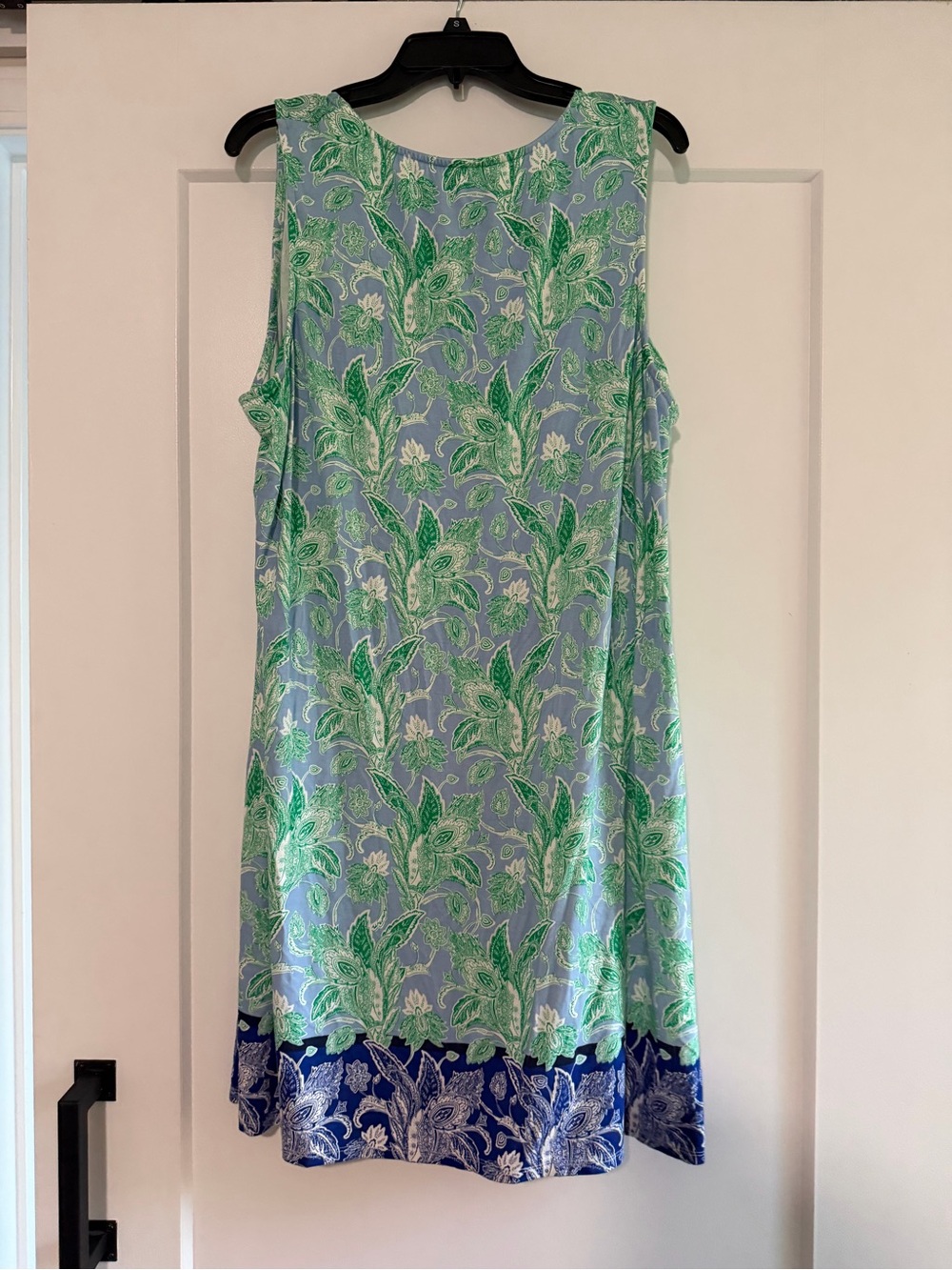 IZOD Women’s XXL Sleeveless Floral Paisley Shift Dress Blue Green Knee Length - Picture 3 of 4